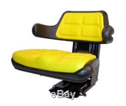 Yellow Seat with Adjust Angle Base Tracks/Suspenion Fits John Deere Tractor
