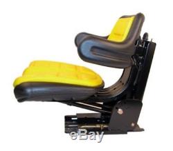 Yellow Seat with Adjust Angle Base Tracks/Suspenion Fits John Deere Tractor